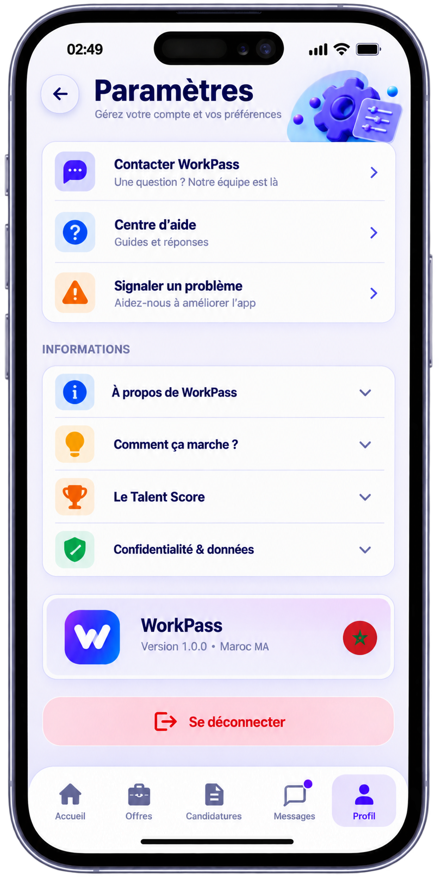 Utiliser l'application WorkPass